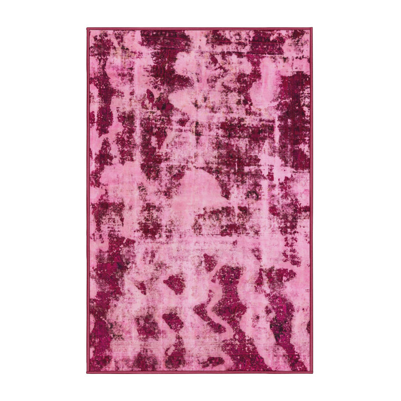 Tapis rose en laine Power Loom, Rectangle 5 pi x 7 pi