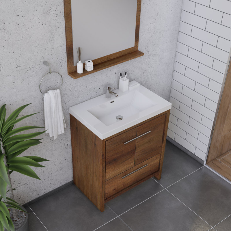 Ensemble de meuble-lavabo simple 30 po Feike, Brun
