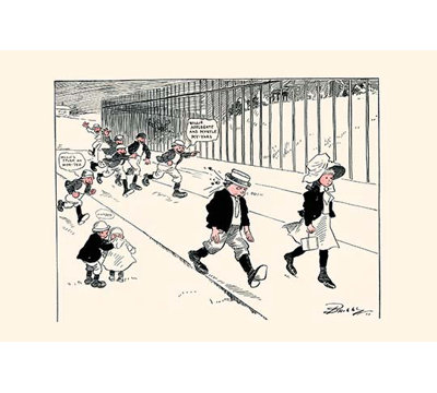 « predressing home from school » par clare briggs, reproduction d’art