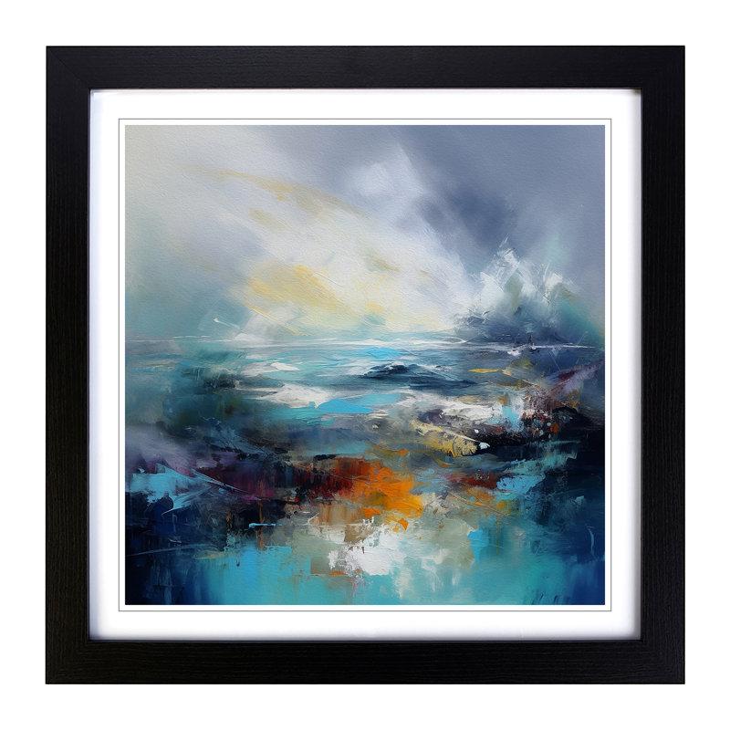Seascape Abstract No.2 - Single Picture Frame Print on Wood, Black