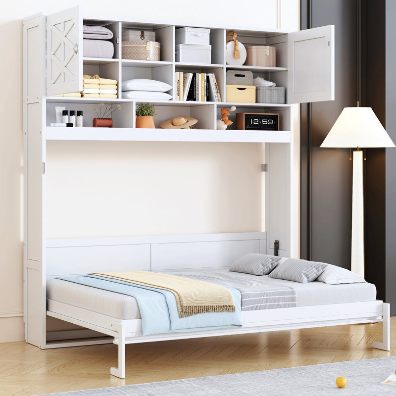 Queen Size Wall Murphy Bed With Ample Storage Space