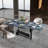 79" Luxury Blue Faux Marble Modern Rectangular Dining Table for 6,Stainless Steel Base