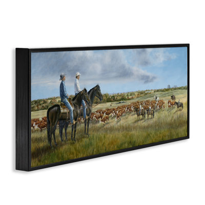 Cowboys & Cattle in Vast Countryside Framed Giclee Art, design by Carolyn Mock