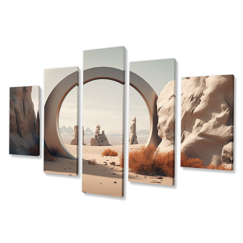  «Surreal Gate Into Space III - surréalisme paysage, art mural multipanel