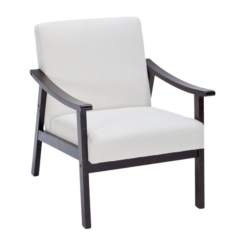 Chaise rembourrée avec pieds en bois massif, Blanc ancien