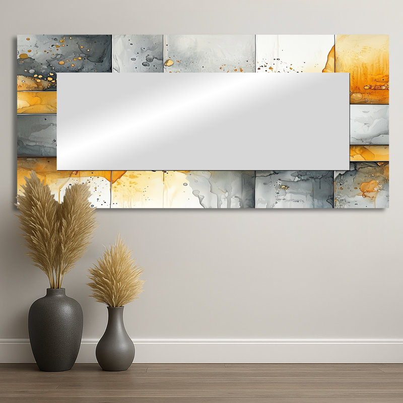 «Geometric Pulse Of Hard Edge Paint», peinture d'art sur miroir, impression sur métal, 28 po x 60 po