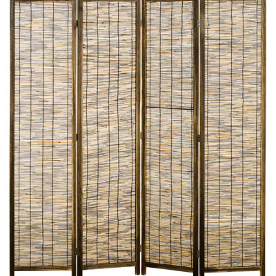 Paravent 4 panneaux, intimité portable 5,5 pi. Écran d'intimité tissé à la main, en bois et attrayant pour le bureau. Polyvalent