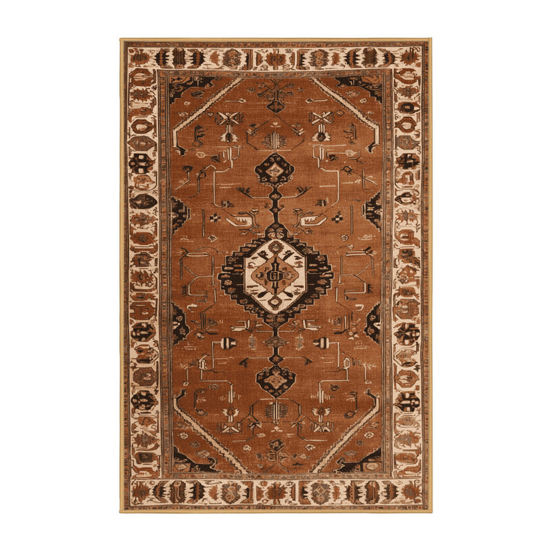 Machine Washable Persian Brown Area Rug, Rectangle 2' x 3'