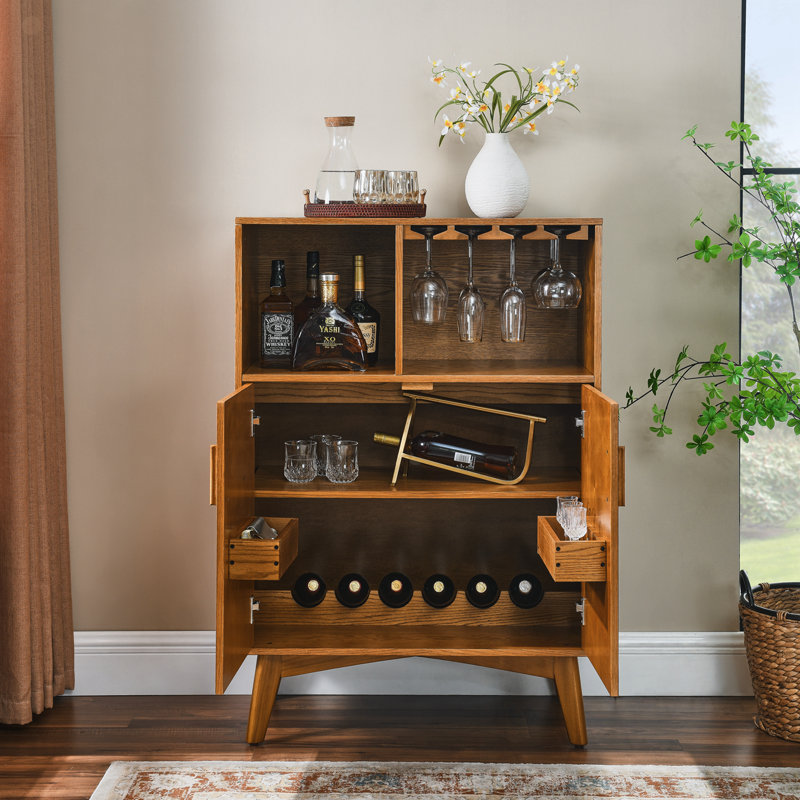 Buffet avec porte-verres à vin, support à vin et tablette réglable
