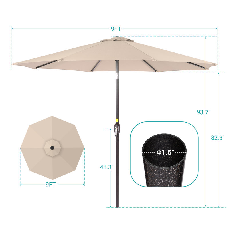 Parasol de terrasse 9 pi, Beige