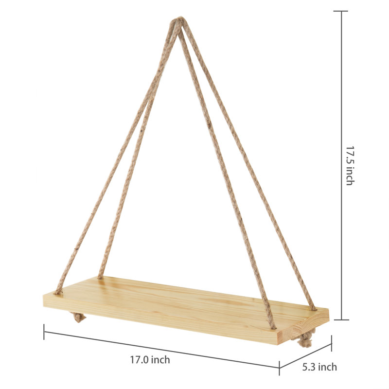 Ariadnne Triangle Pine Solid Wood Floating Shelf, 44.5 cm H x 43.2 cm W x 13.5 cm D, Brown