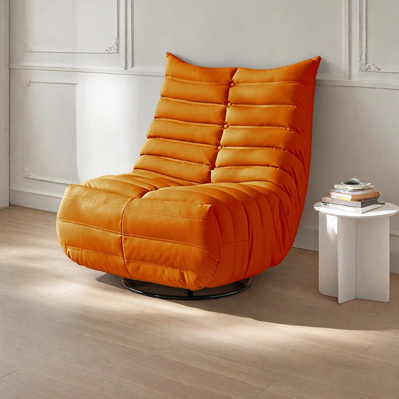 Ergonomic Recliner Adjustable Sit Lie Rotate, Orange
