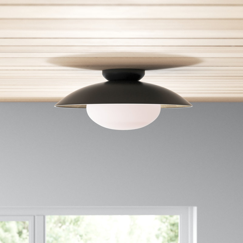 Jason Flush Mount, 6.75'' H x 14'' W x 14'' D, Black Lustro