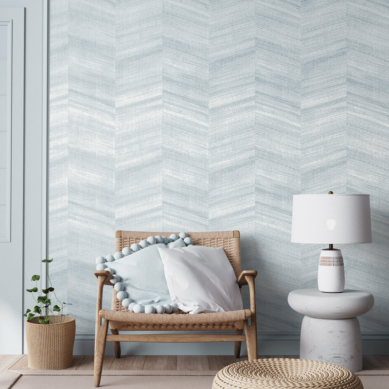Salt Collection Glass Beads Vetro Chevron Design 10.05m x 53cm Wallpaper Roll, Navy