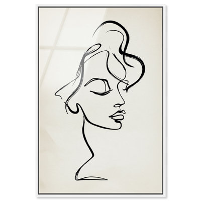 Impression acrylique encadrée « Profil infini », œuvre d'art murale minimaliste par Art Remedy, cadre blanc, 16 x 24