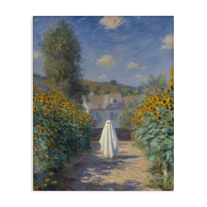 Toile fantôme de tournesol de style Monet, design par Arlington Prints, H 20 po x l 16 po