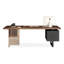 Bureau double caisson rectangulaire en bois massif avec tiroirs-1023789664