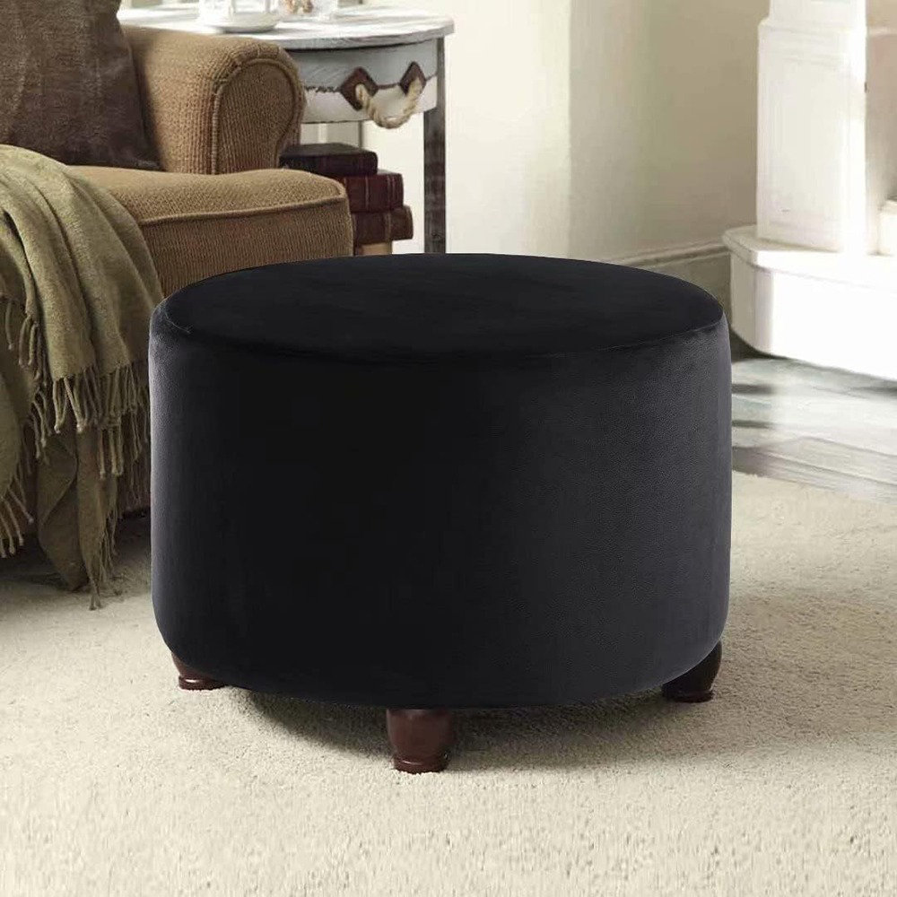 Bifaunvogel Ottoman Cover Square Velvet Storage Ottoman Slipcovers Thick Stretch Footrest Foot Stool Covers Protector With Elastic Band(Large-Yellow