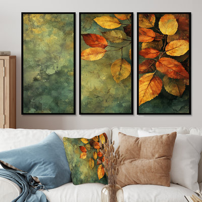 «Leaves Forest Tranquility III», ensemble de 3 feuilles d'art mural