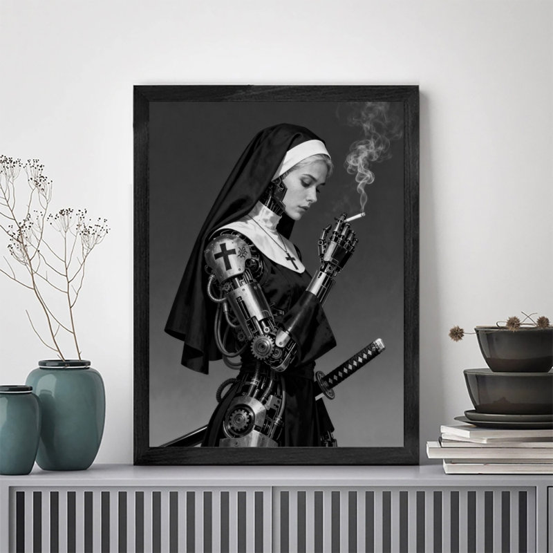 Reproduction d'art encadré noir rétro, H 11 po x l 9 po