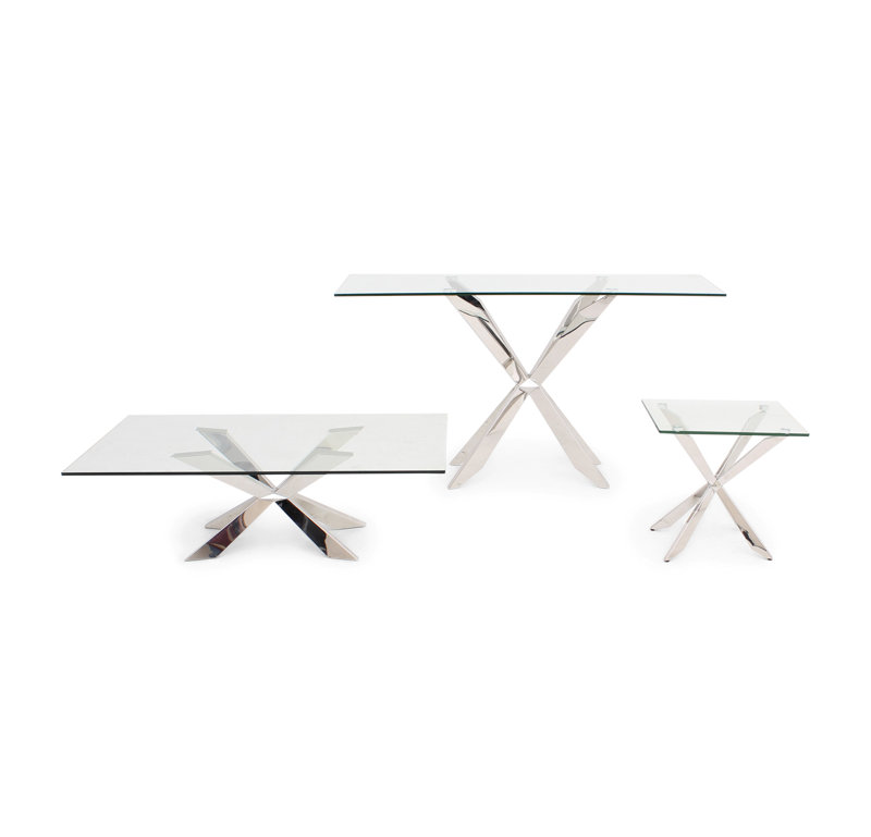 Krystin 160cm Glass Top Console Table
