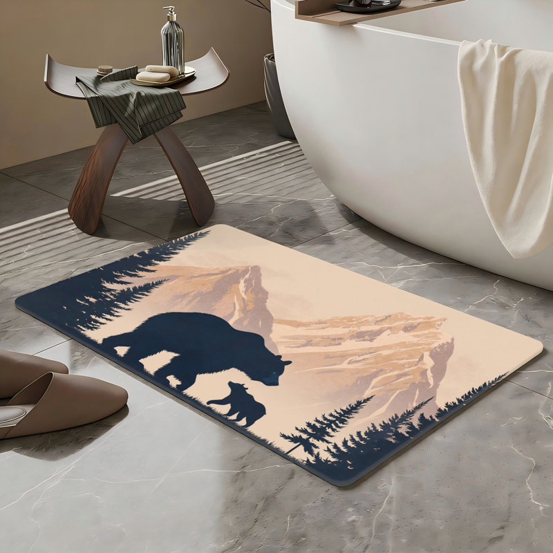 Tapis pour salle de bain Mountain Bear Silhouette 20 po x 32 po beige
