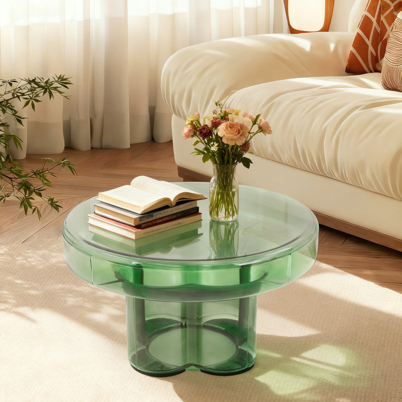 Table d'appoint ronde en verre, Vert