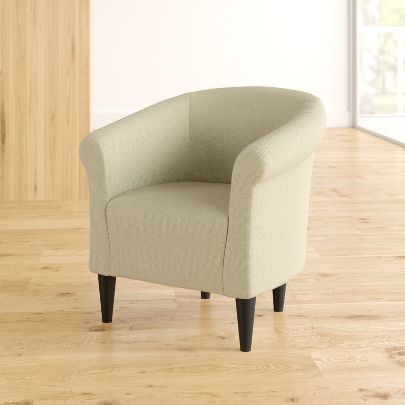 Liam Upholstered Barrel Chair, Vanilla Microfiber/Microsuede