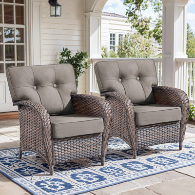 Harbor Gymojoy Wide T-Shaped High Back Outdoor Chairs Set With 5-Inch Cushion For Patio & Balcony