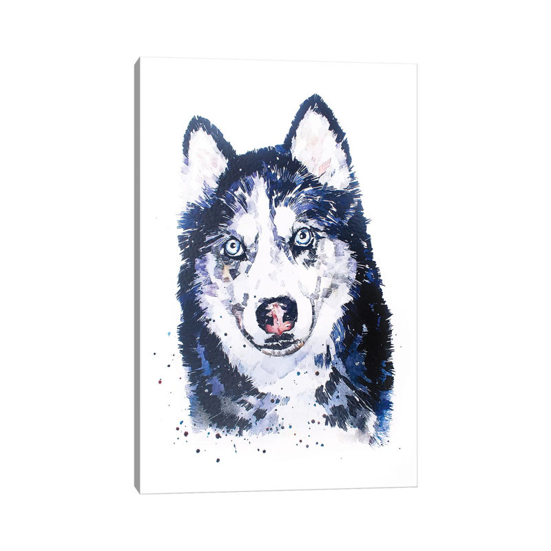 Husky sibérien par Edswatercolours - Toile tendue, estampe numérique sur toile tendue, H 12 po x l 8 po x P 0,75 po