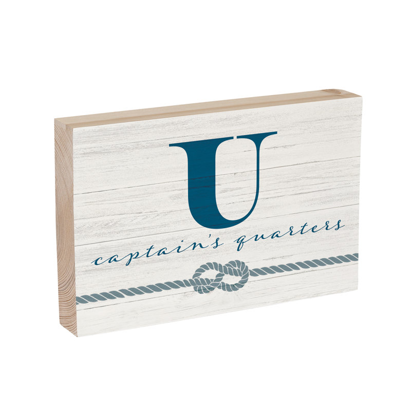 Capitaine en bois côtier monogramme 12 po x 8 po