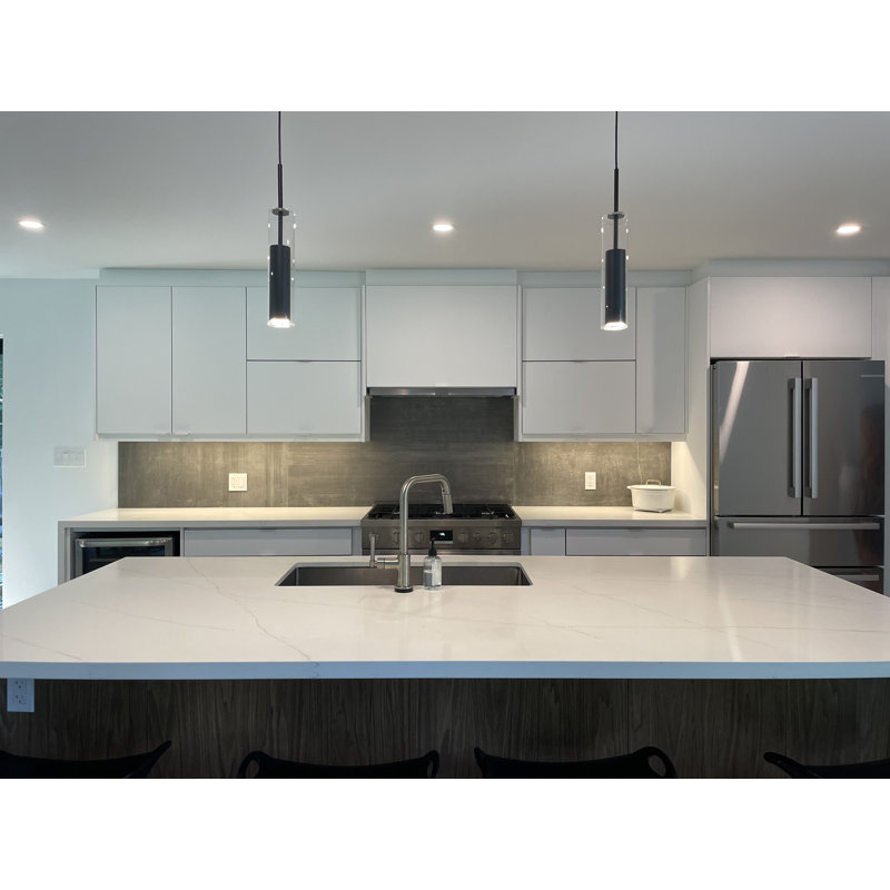 Black Cylinder LED Pendant Light with Transparent Glass Shade