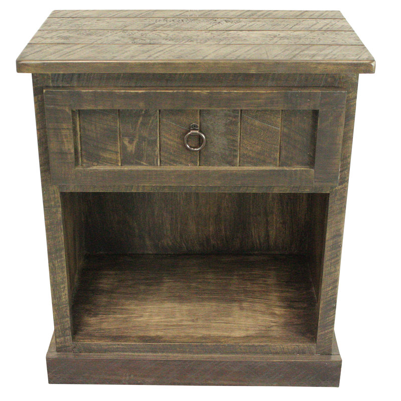 Table de chevet à 1 tiroir, Bois flotté rustique