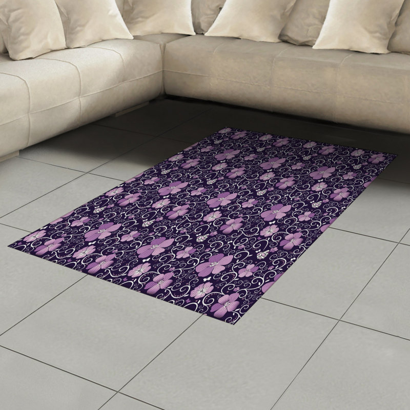 Floral High Density Long Fiber Poly Threads Decorative Area Rug Carpet, Rectangle 4' x 5'8"