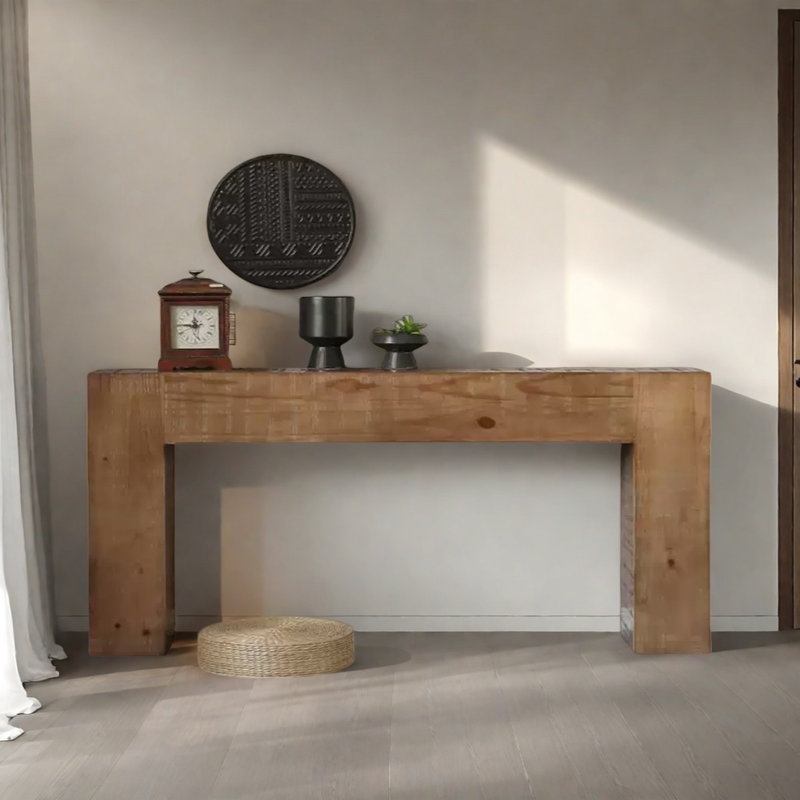 Console Retro Minimalist Art, Bois naturel, H 31,5 po x l 78,74 po x P 15,75 po