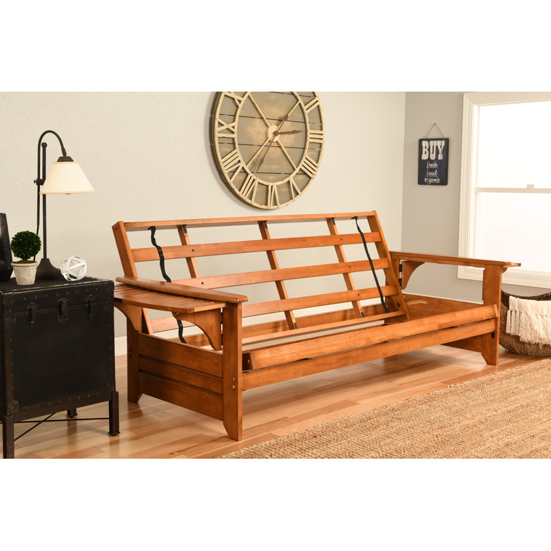 Johnte 82'' Wide Full Futon And Mattress, Barbados, Linen Charcoal Microsuede, Innerspring