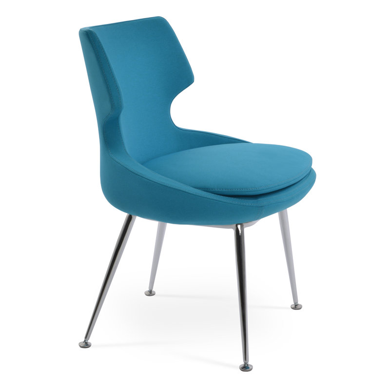 Chaise en métal Patara, Tissu turquoise ère