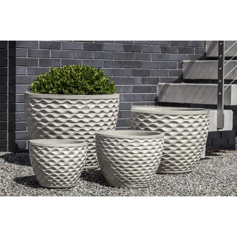 Honeycomb Handcrafted Round Terracotta Planter, 25.25" H x 19" W x 19" D, Aqua