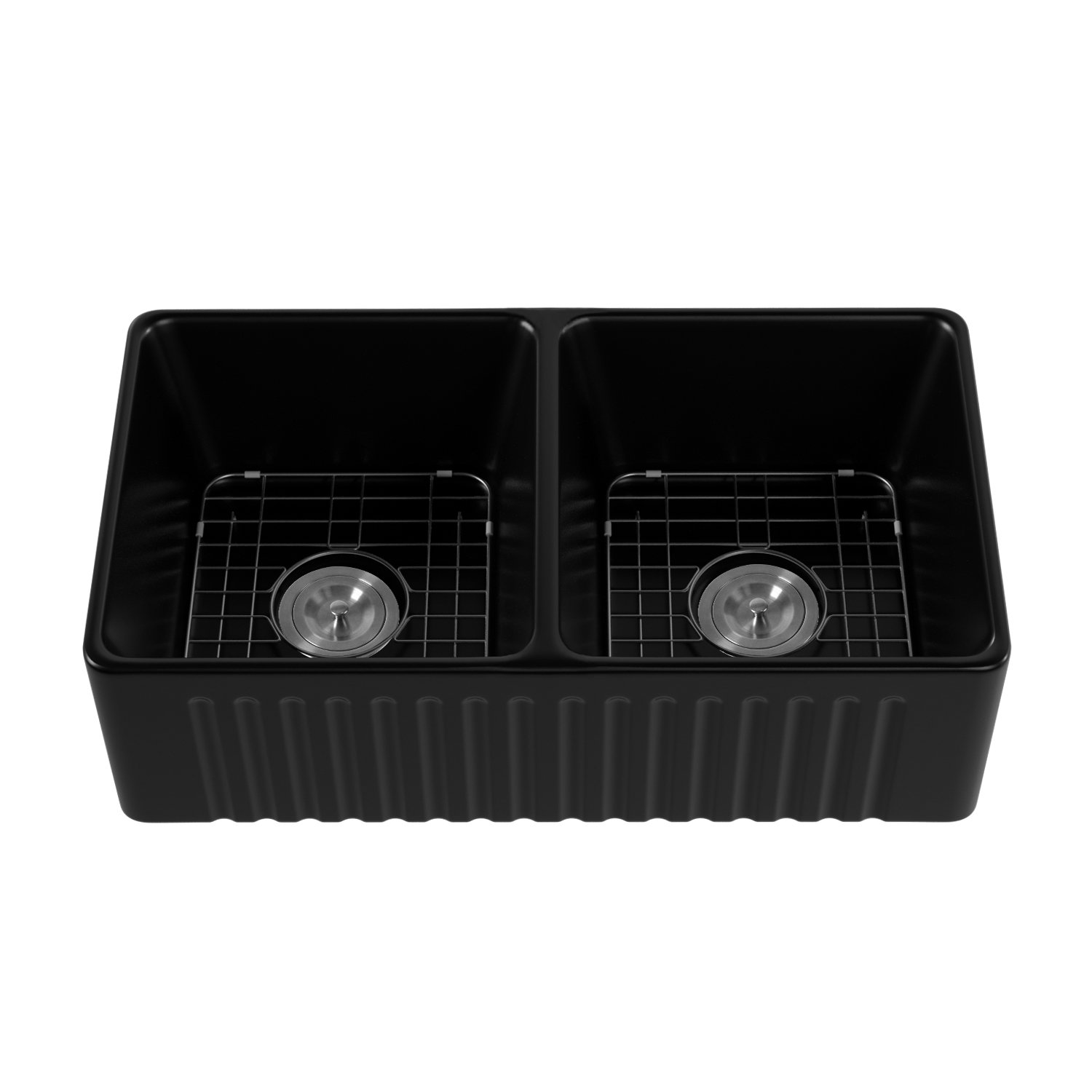 Eclipse 33" Double Bowl Farmhouse Kitchen Sink, Black