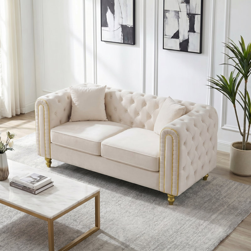 Averleigh 63" Velvet Loveseat, Beige