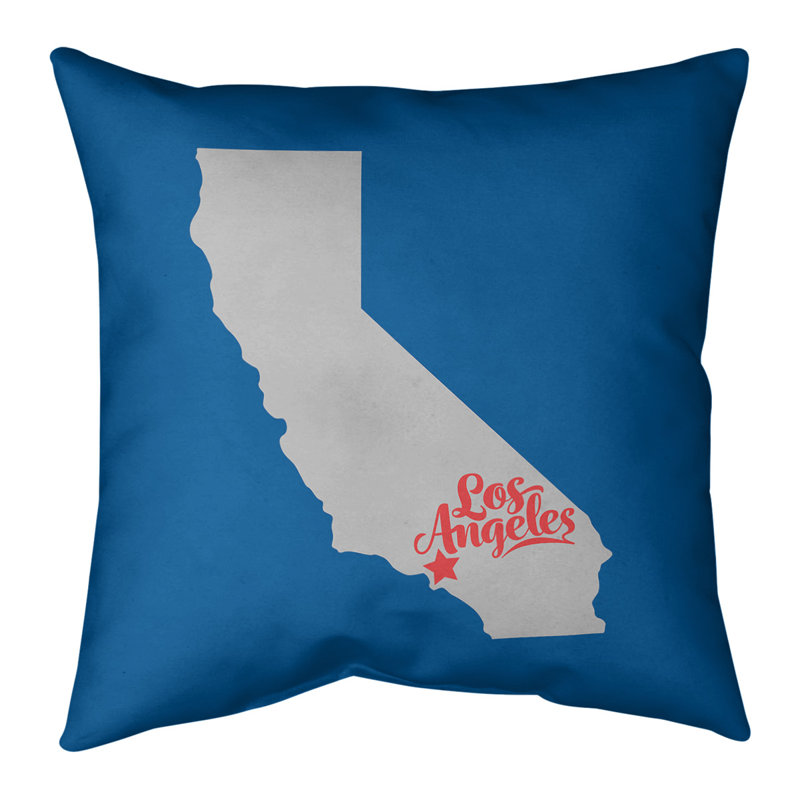 Housse de coussin carré en lin, Los Angeles, 26 po x 26 po, Bleu marine