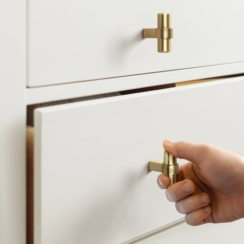 Emery Satin Gold Steel Cylindrical Cabinet Knob Set