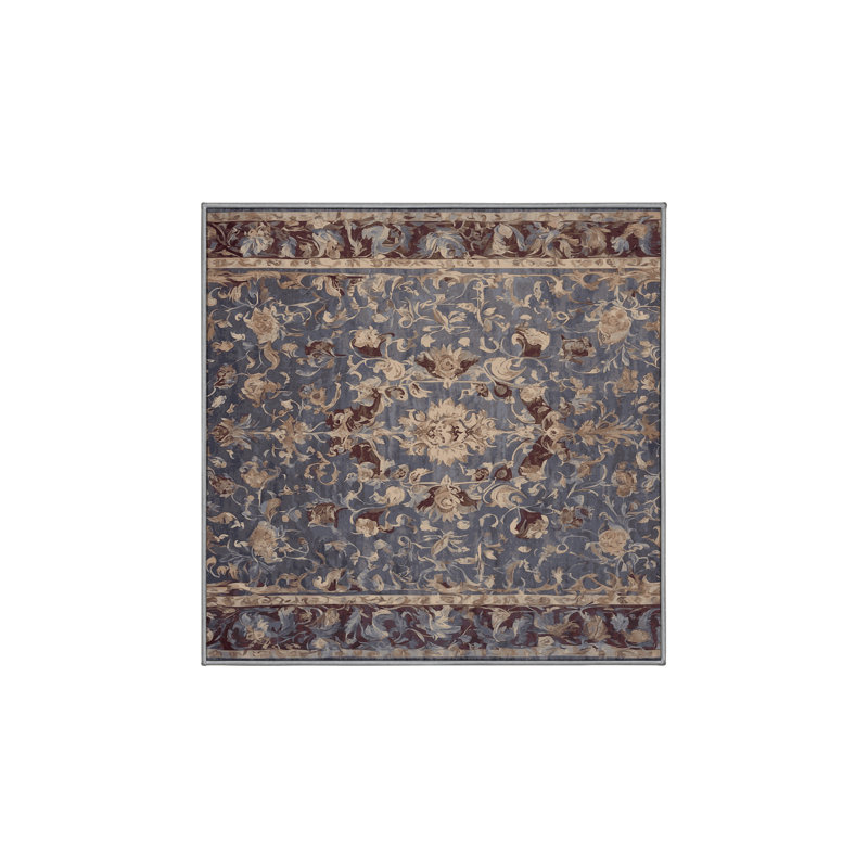 Machine Washable Gray Area Rug, Square 8'