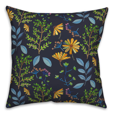 Floral Polyester Indoor/Outdoor Throw Pillow