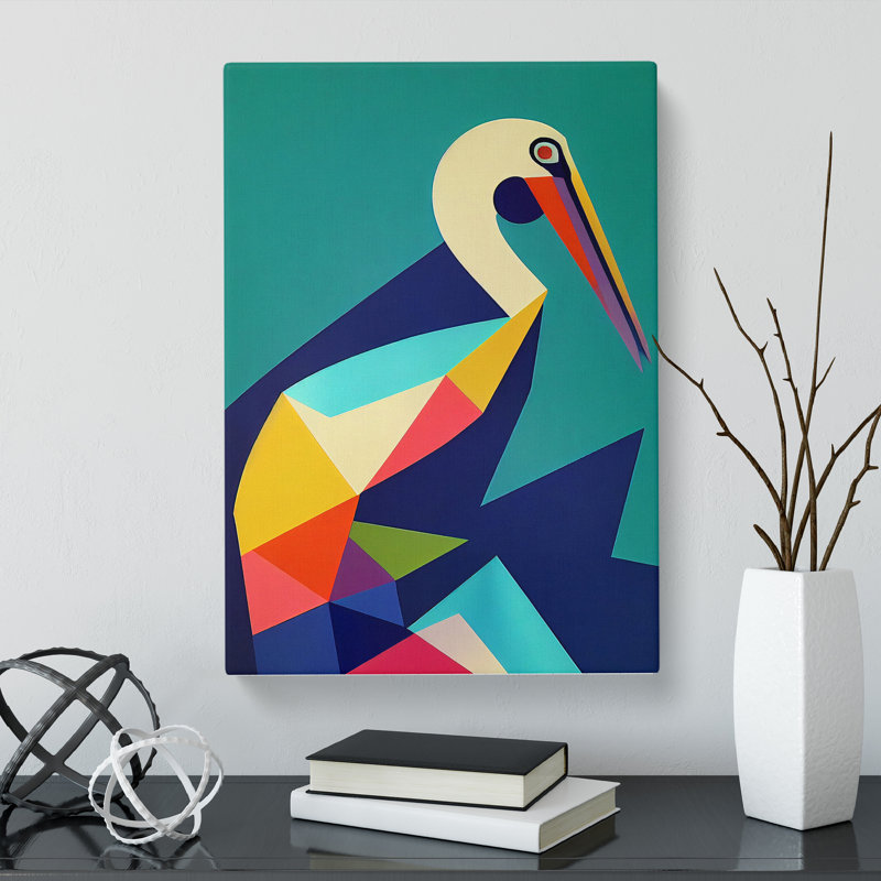 Pelican Geometric - Wrapped Canvas, 76cm H x 50cm W