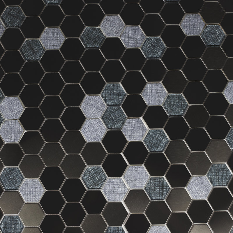 Carrelage mosaïque en métal et verre 2 po x 2 po Enchanted Metals