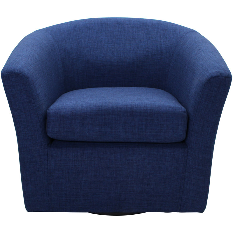 Peterson Upholstered Swivel Barrel Chair, Indigo Blue
