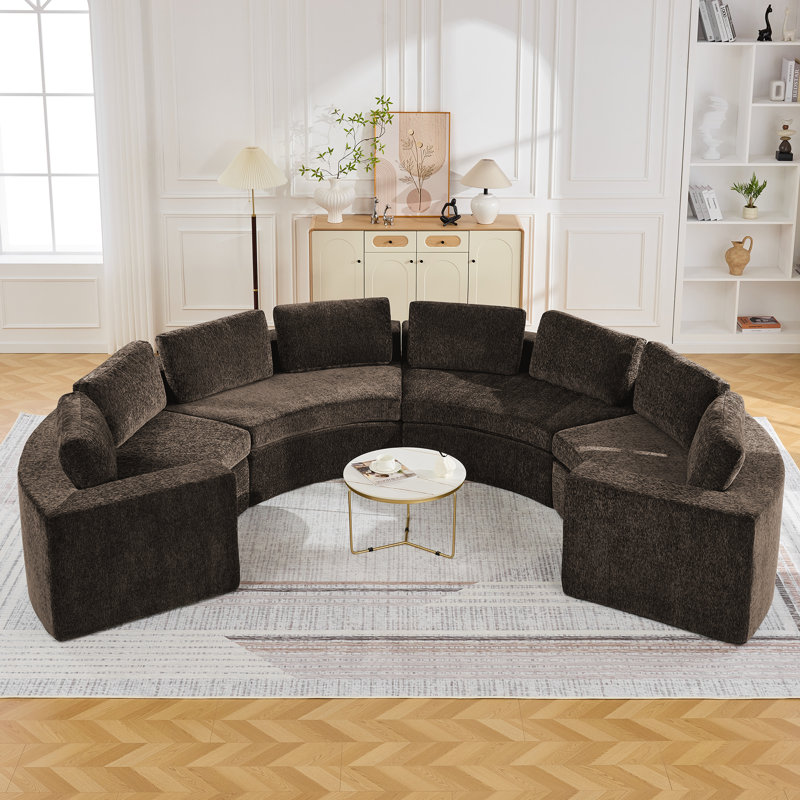 Canapé modulaire courbé Boneless, 4 à 12 places avec accoudoirs larges de 8,47 po, aucun assemblage requis, Brun, 8