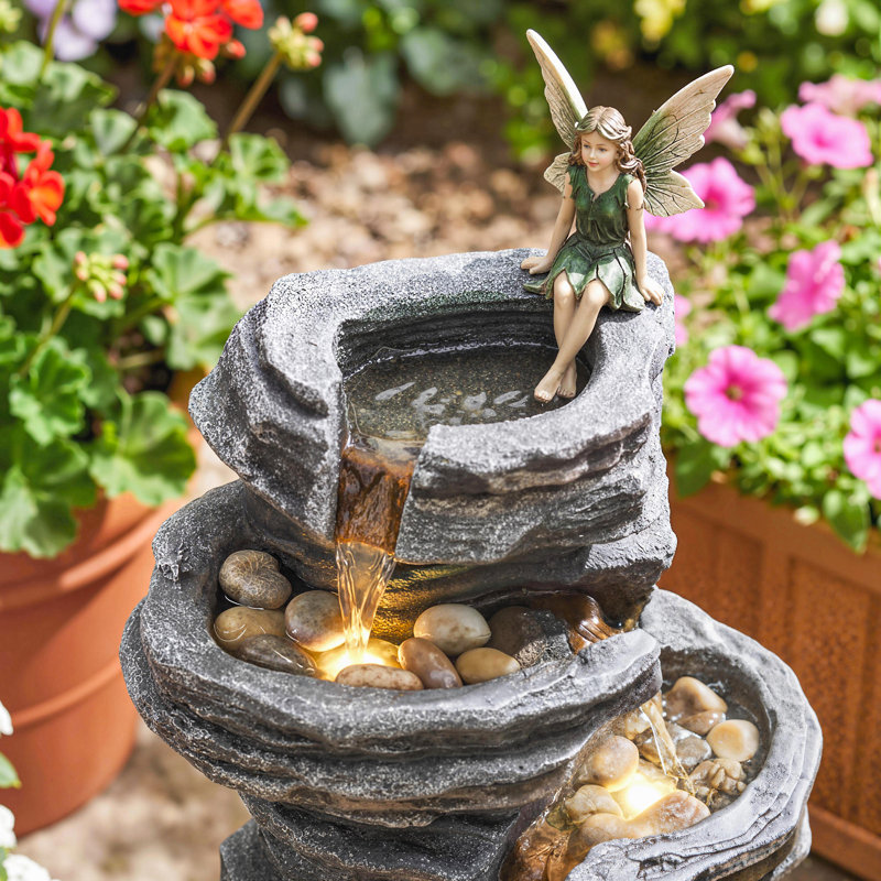 Outdoor Fountain with Lights