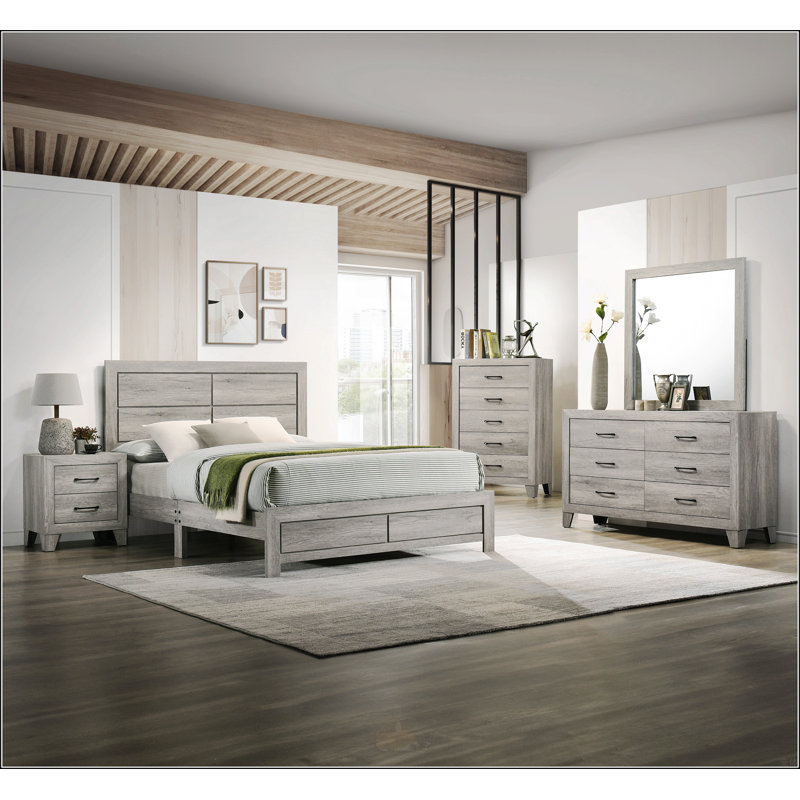 Lit plateforme double robuste et rustique, Lit double